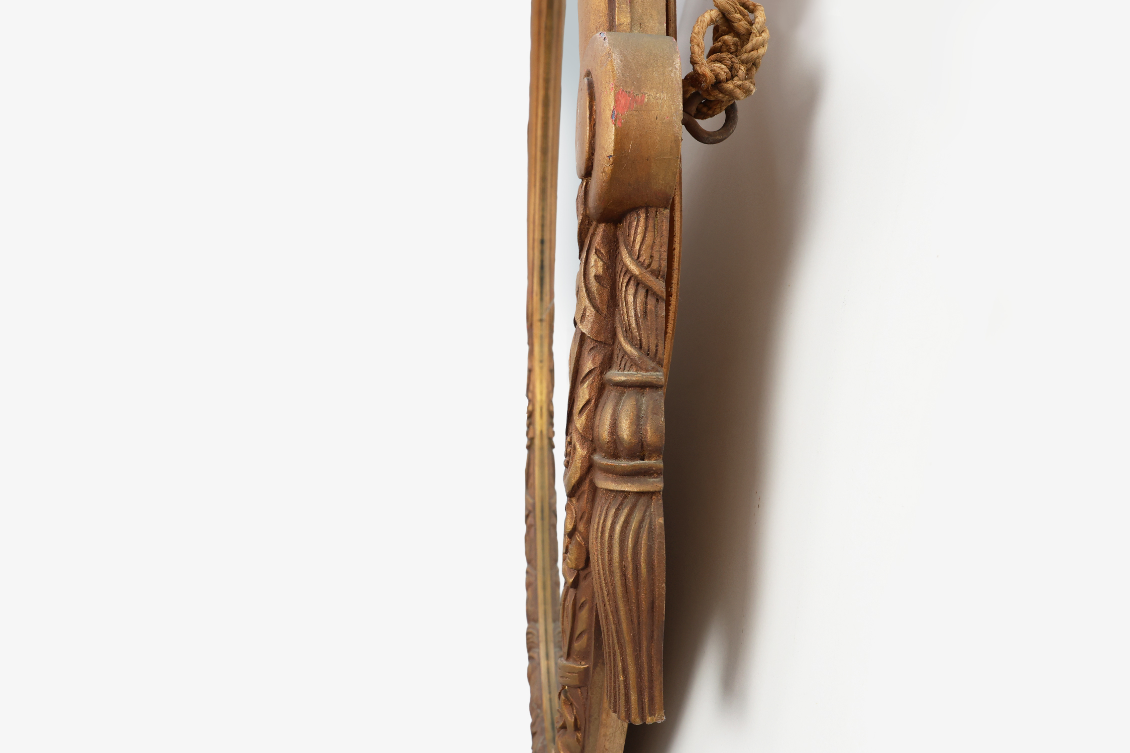 French oval gilded oak  carved art deco mirror, ca. 1925thumbnail